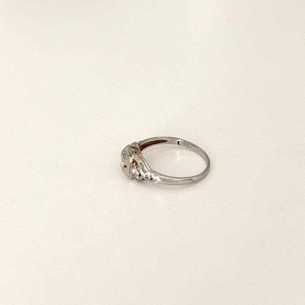 Vintage Art Deco 18K White Gold Diamond 3 Stone Filigree Band Ring Size 6.75 - Picture 3 of 16